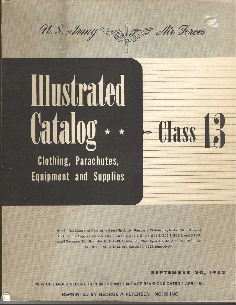 WWII Aircraft Crew Illustrated Clothing Catalog – Class 13 (1943) – Reprint
