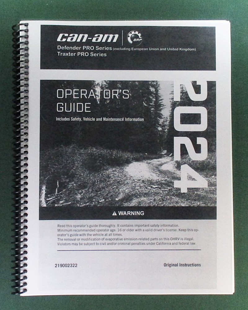 2024 Can-Am Defender PRO DPS HD10 Owner’s Manual: 244 Pages & Protective Covers