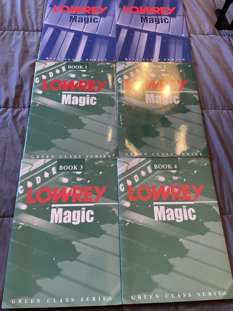 Lowrey Magic Organ Keyboard Class Music Books 1-4 Green & Blue Series Set of 6