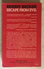 Escape from Evil by Ernest Becker – 1976 Free Press Paperback