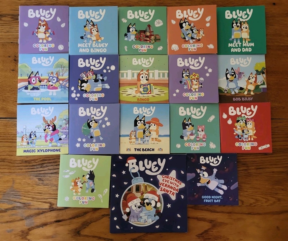 Bluey Book Lot of 18 Storybooks, Coloring Books, UNUSED