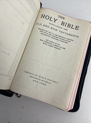 Bible KJV Zip Leather Original Tongues Antique VTG American Society
