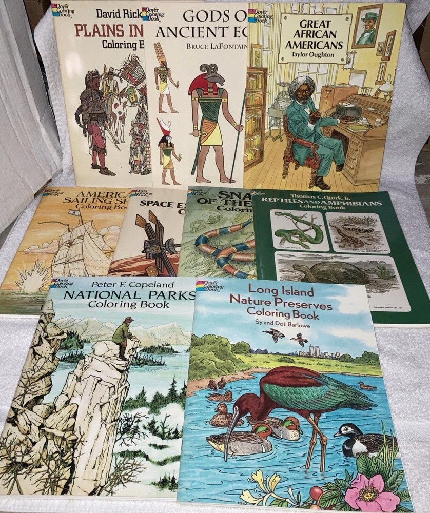 Dover Vintage Coloring Books Lot of 9 Assorted Educational 1981-2002 Unused