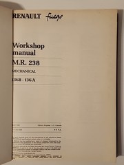 Renault Fuego M.R.238 Workshop Manual 1368-136A 1982 Engine Repair Maintenance