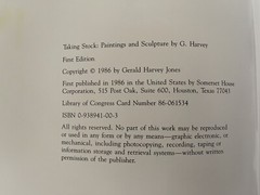 Taking Stock: Paintings and Sculpture by G. Harvey 1st Ed Signed With Vignette