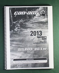 2013 Can-Am Outlander 650X mr Owner’s Manual: 156 Pages & Protective Covers