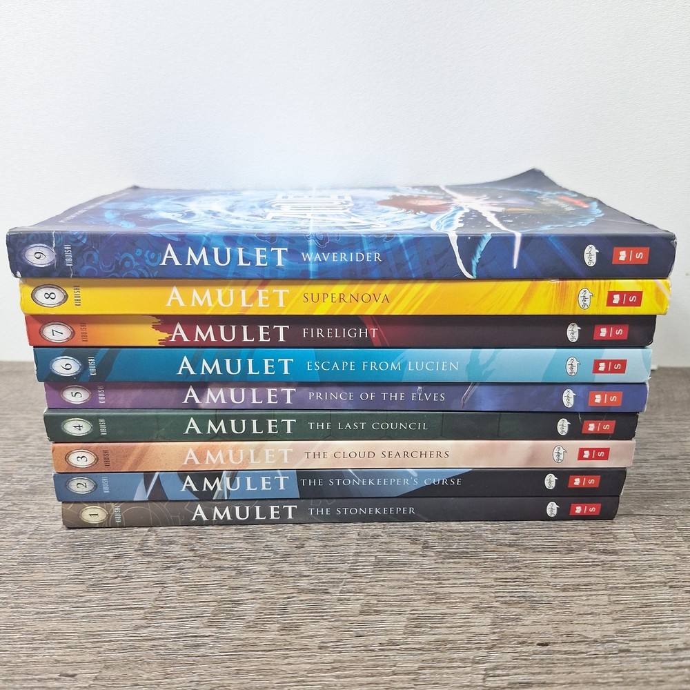 Lot 9 AMULET Books #1-9 Complete Series Set by Kazu Kibuishi Graphic Novels VGC