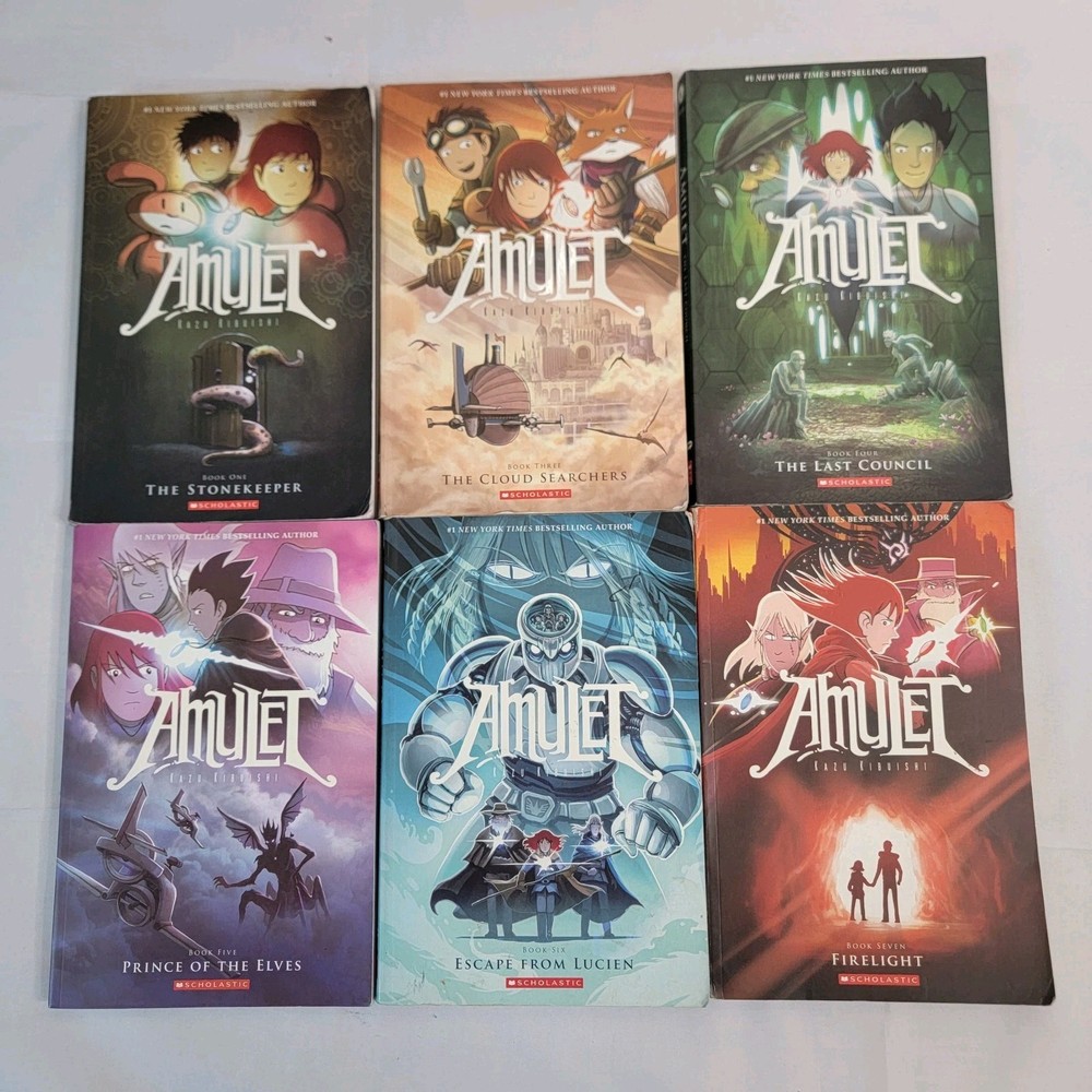 Amulet Book Set 6 Paperback Books 1 & 3-7 Kibuishi Illustrated Comic Book