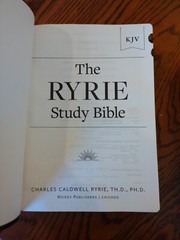 KJV Ryrie Study Bible Black Genuine Leather Red Letter Thumb-Indexed
