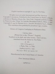 Numbers in the Dark Italo Calvino 1995 First American Edition Pantheon Books