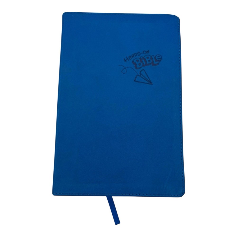 Hands-On Bible -NLT -Leather Like- Blue -Silver Gilded Page Edges -2013