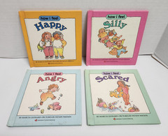 Lot of 4 HC How I Feel Books Marcia Leonard Angry Happy Scared Silly Bantam 1988