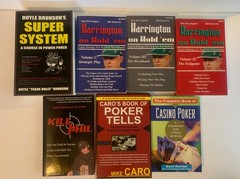 Lot of (7) Paperback Poker Books – Doyle Brunson, Dan Harrington, Mike Caro, Etc