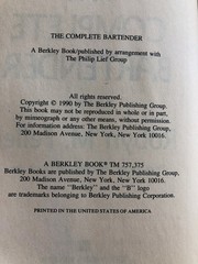 The Complete Bartender by Robyn M. Feller (1990, Hardcover, 550 Pages)