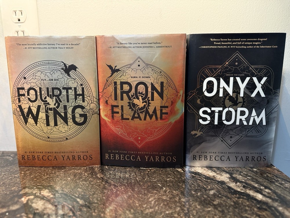 Rebecca Yarros Fourth Wing, Iron Flame, Onyx Storm – Hardcover Book Lot Of 3