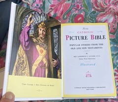 CATHOLIC PICTURE BIBLE – WHITE LEATHER, GILDED PAGE EDGES
