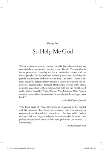 So Help Me God, Pence, Mike, New Book