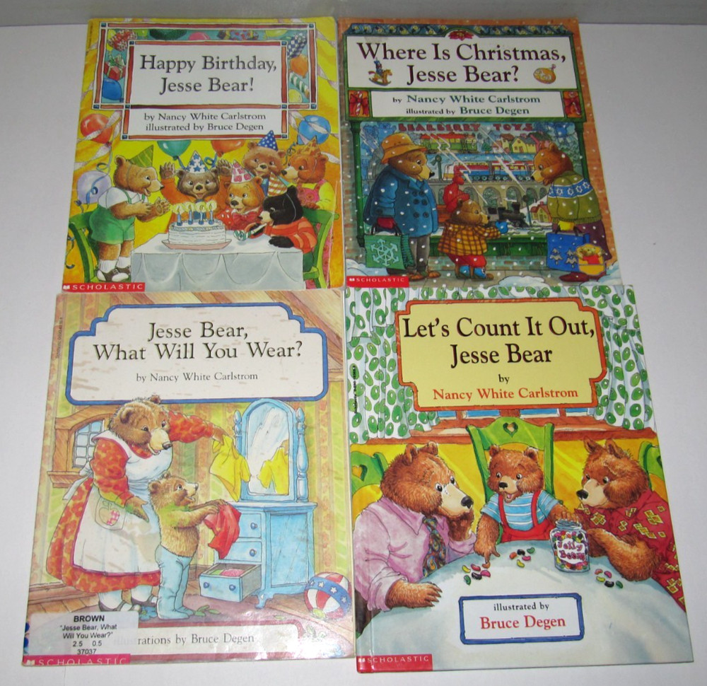 Lot of 4 Jesse Bear books by Nancy White Carlstrom & Bruce Degen TPB/HB