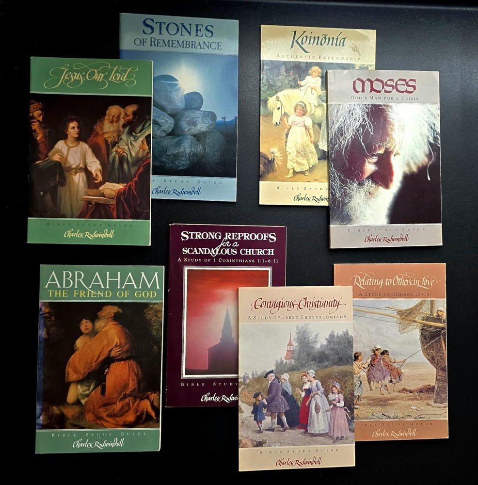 Charles R. Swindoll Books Lot of 8 RARE Bible Study Guides 1980s Moses Stones