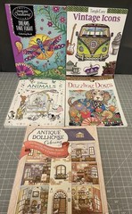 Coloring Book Mixed Lot Of 5 Disney Animals, Dollhouse, Retro, Birds And Insects