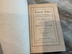 HARTMANN’S WHO’S WHO in OCCULTISM , NEW THOUGHT PSYCHISM ..1927 2nd Ed. HC Rare