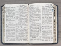 RARE 1963 Compact Harper BLUE MOROCCO Leather KJV Bible Eyre Spottiswoode 2400X