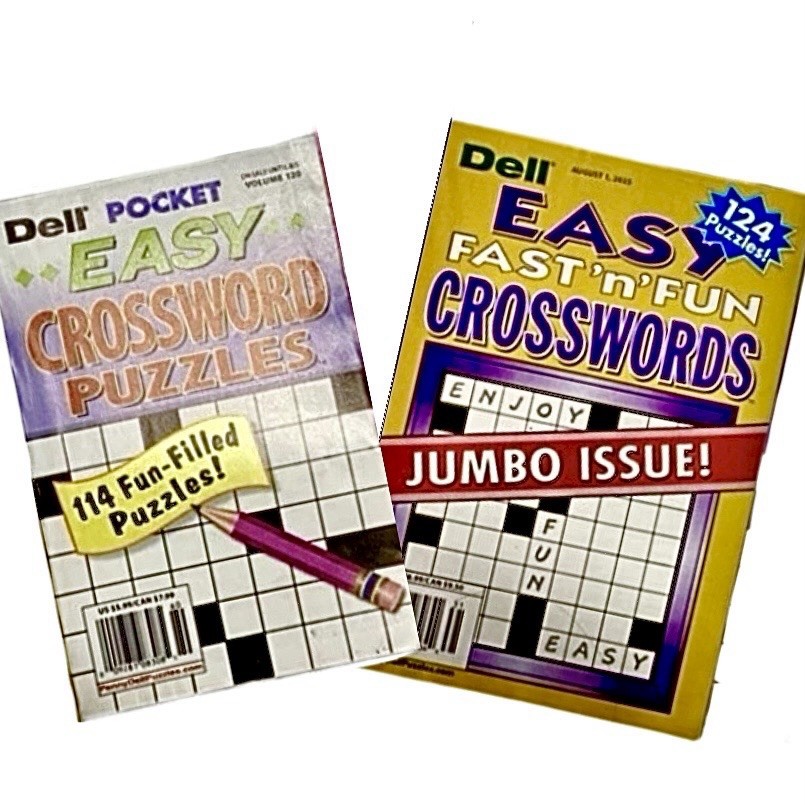 NEW Lot of 2 EASY CROSSWORD PUZZLE BOOKS Dell August 2025 Fast ‘n Fun & Pocket