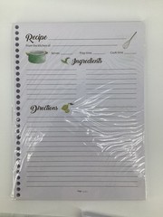 SOLIGT Blank Recipe Organizer Book Binder Double Sided Pages 240 Recipes W/Tabs