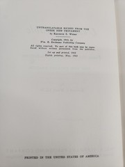 WORD STUDIES: UNTRANSLATABLE RICHES FROM THE GREEK NEW By Kenneth S Ll.d. Wuest