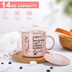 Charming 14oz Marble Mug with Gold Spoon – Ideal Farewell Gift for Friends