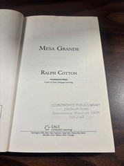 Mesa Grande Ralph Cotton 2015 Large Print Western Thorndike Press