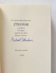 Letters of Ayn Rand Limited Ed HC Signed w Repro Letter, Number 134 of 225