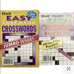 NEW Lot of 2 EASY CROSSWORD PUZZLE BOOKS Dell August 2025 Fast ‘n Fun & Pocket