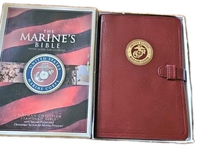 Marine’s Bible by Holman 2004 Bonded Leather Burgundy with Box