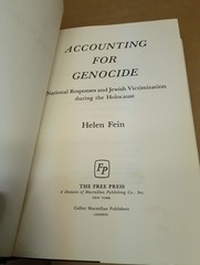 Accounting for Genocide… by Helen Fein 1979 Free Press HC w/ DJ
