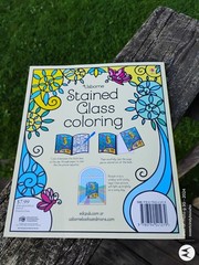 Stained Glass Coloring Book by Usborne w 14 see-thru pages to color dated 2018