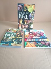 Lot Of 3 Children Books .The Action : Bible ,Devotional & Coloring Book.
