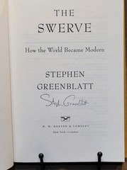 Stephen Greenblatt, The Swerve HC/DJ 2011 SIGNED Like New