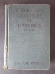 Antique 1921 ELEMENTARY PRINCIPLES OF ECONOMICS HARDCOVER BOOK Ely Wicker School