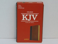 KJV Thinline Bible, Black/Brown Leather-Touch Cover, King James Version