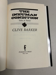 THE INHUMAN CONDITION Clive Barker 1986 Book Club Edition HC/DJ Excellent