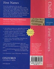 OXFORD DICTIONARY OF FIRST NAMES, 2nd ED, TRADE PB, 2006, BABY NAME TROUBLE?