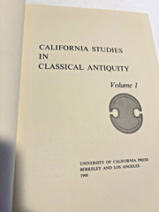 California Studies in Classical Antiquity Volume 1, 2, 10 HARDCOVER Archaeology