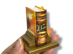 Magnificent Holy Bible full version King James mini Book KJV w/ golden stand new