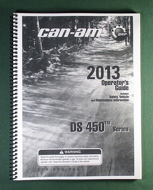 2013 Can-Am DS 450X mx Owner’s Manual: 172 Pages & Protective Covers