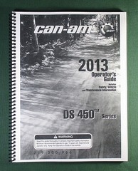 2013 Can-Am DS 450X xc Owner’s Manual: 172 Pages & Protective Covers