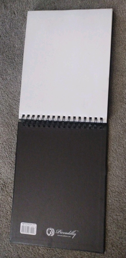 Piccadilly Sketchbook Black Hard Cover 8.5 X 11 Spiral Sketch Book Apx 80 Pages