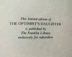 The Optimist’s Daughter by Eudora Welty Franklin Library Limited Edition 1978