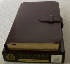 ESV COMPACT THINLINE EDITION. PREMIUM BONDED LEATHER. SLIDE TAB. NEW IN BOX.
