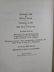 Feller Introduction to Probability Theory Vol 1 2nd Ed 1965 Wiley HC